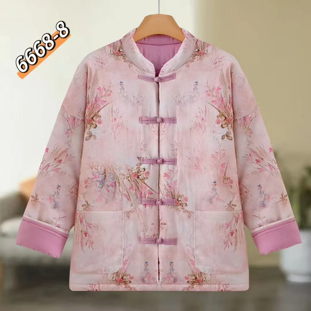 2025新款女士时尚国风保暖棉服6667