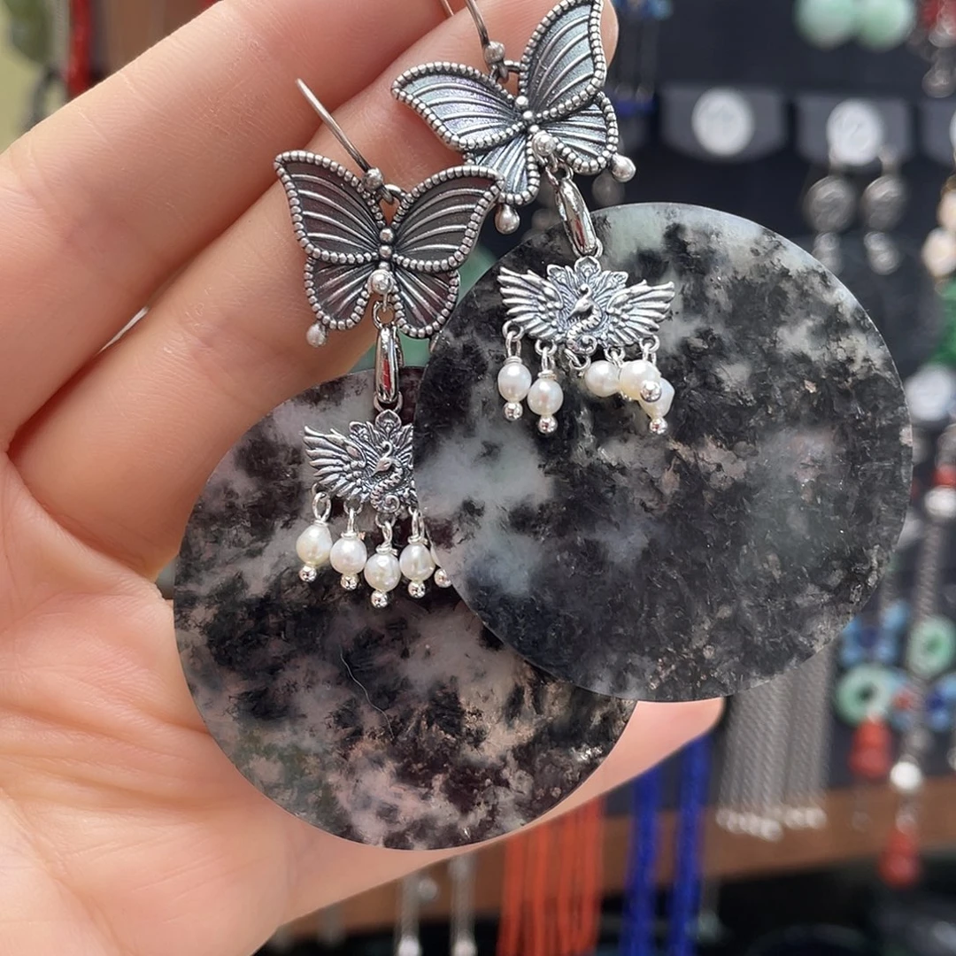 翡翠耳饰银S925镶嵌红***阳749hhjhyh