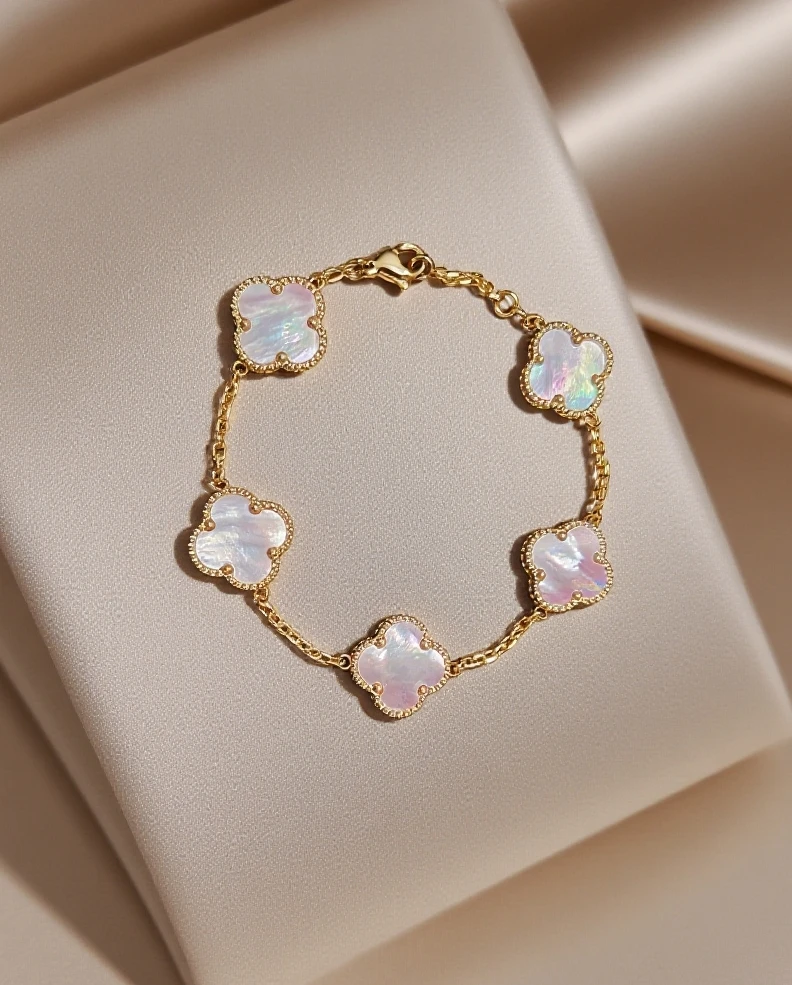 非金属珐琅项链 气质百搭五花四叶草项链+手链套装ins风