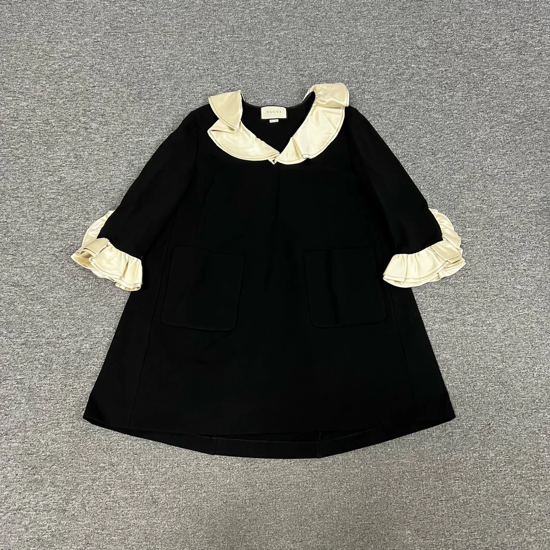 99新 GUCCI/古驰 黑色 花边 连衣裙 xs码