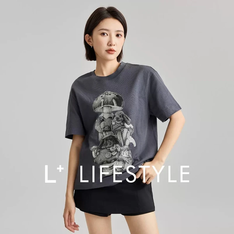 【谷邦L+】lifestyle 印花宽松圆领T恤 L3334061