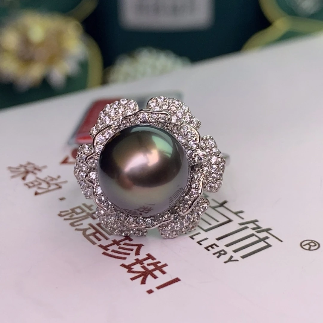 银S925镶嵌戒指海水珍珠