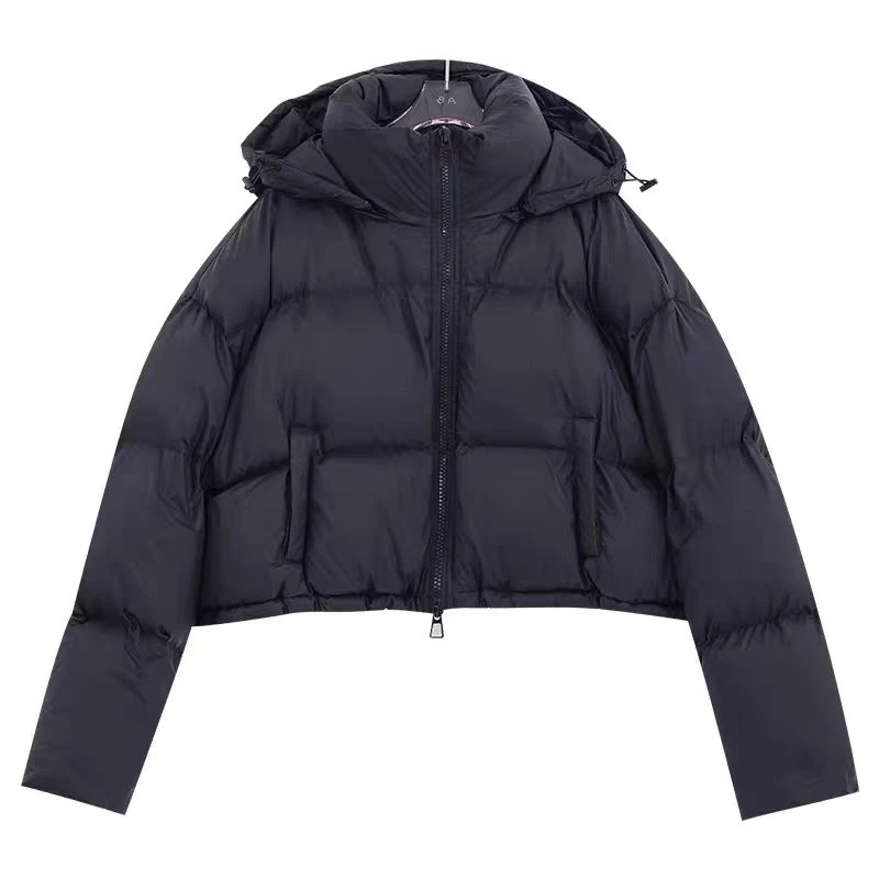 冬季新款连帽设计洋气短款泡芙抽绳肯豆羽绒服