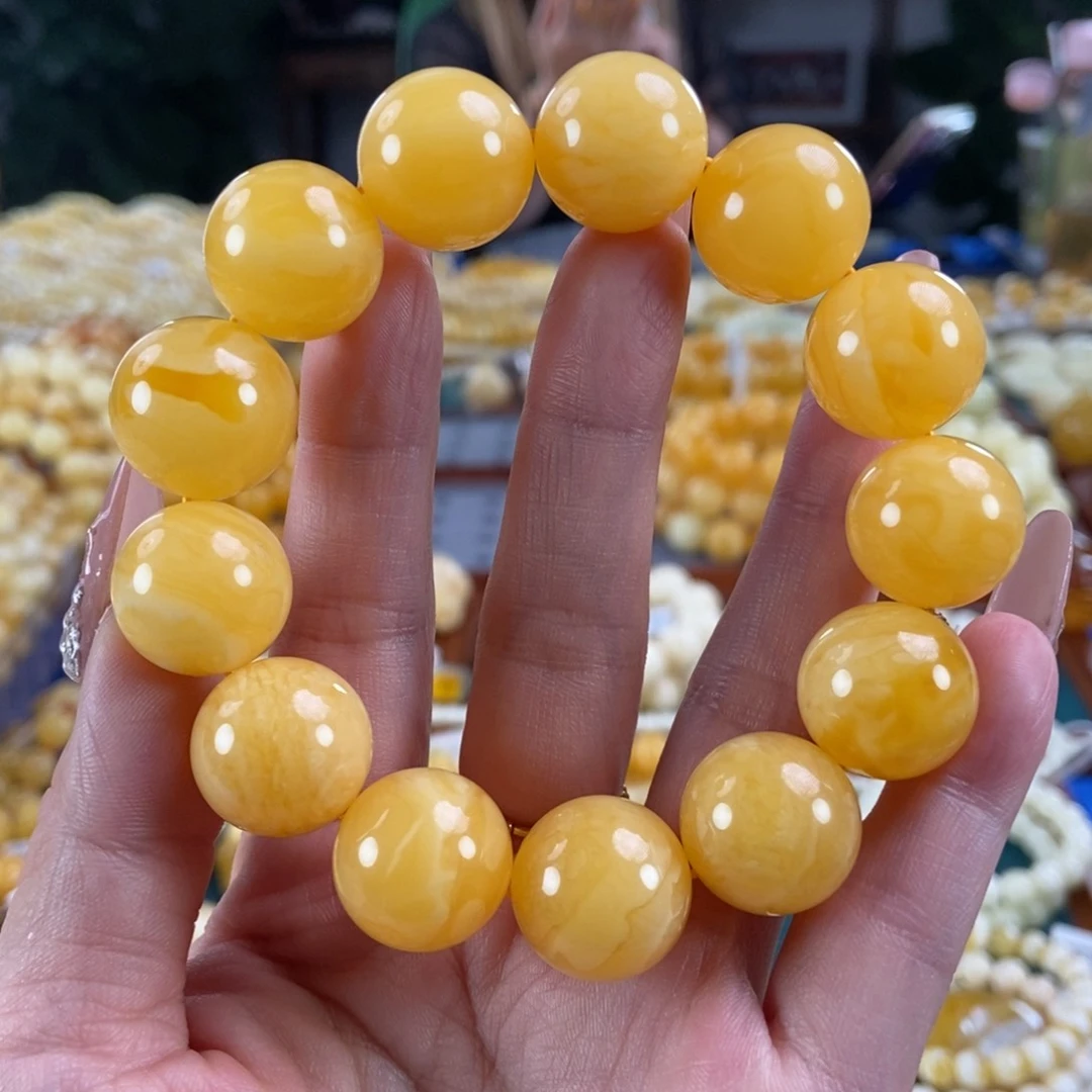 未镶嵌琥珀珠宝奇石杜**草17圆珠37.1