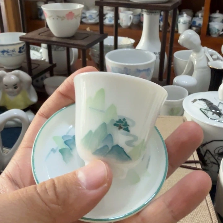 醴陵釉下彩功夫杯碟主人杯山水