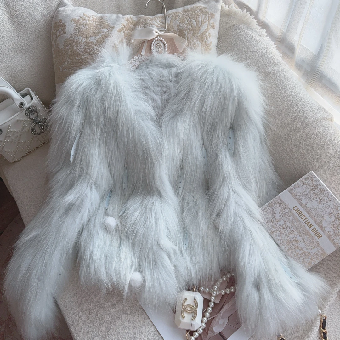 【现货秒发】【雪日】重工手工流苏羽毛编织草草女毛毛短外套