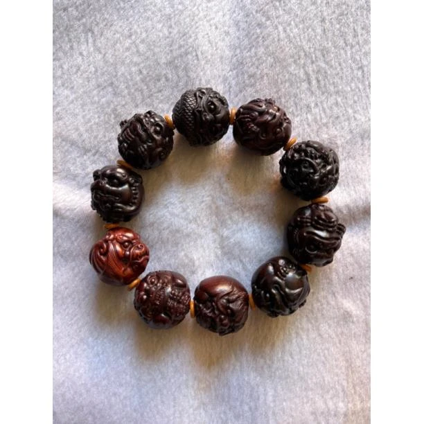 印度小叶紫檀龙生九子2.8cmX10颗圆珠