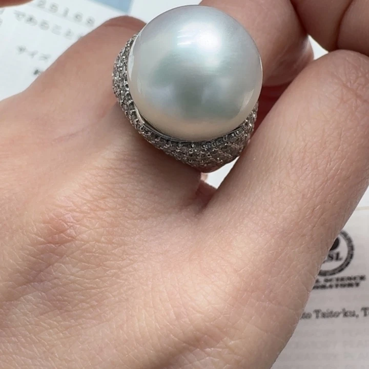 海水珍珠戒指未镶嵌满****?