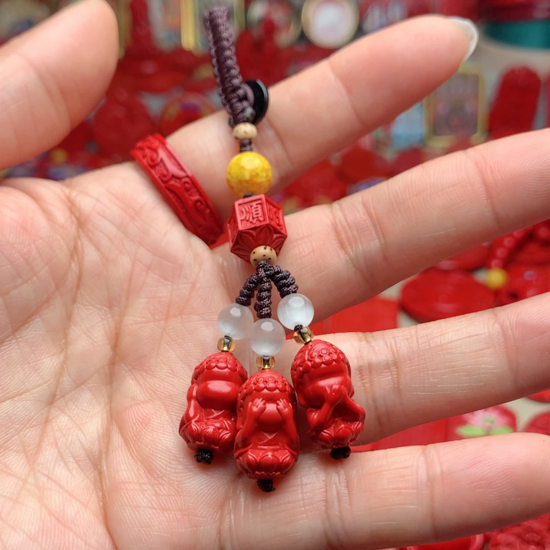 天然辰砂工艺品朱砂钥扣