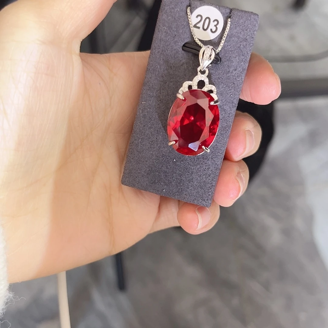 颈饰银S925镶嵌红宝石