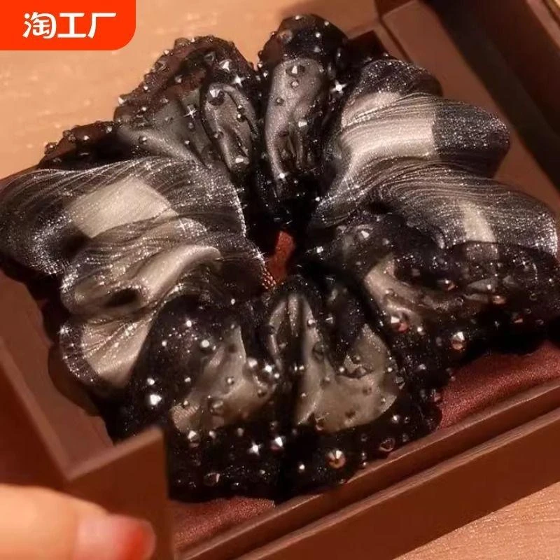 铂思亚法式双层欧根纱大肠发圈女时尚百搭头绳高级简约皮筋发饰