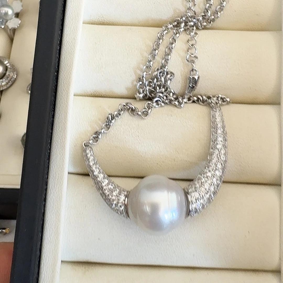 颈饰银S925镶嵌海水珍珠