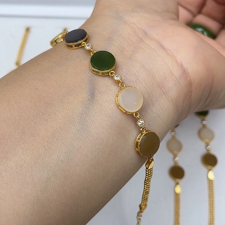 和田玉银S925镶嵌手链