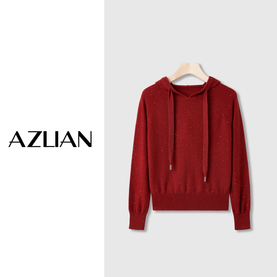 【管公子专属】新款连帽羊毛衫女长袖亮片套头针织上衣 PX-1847