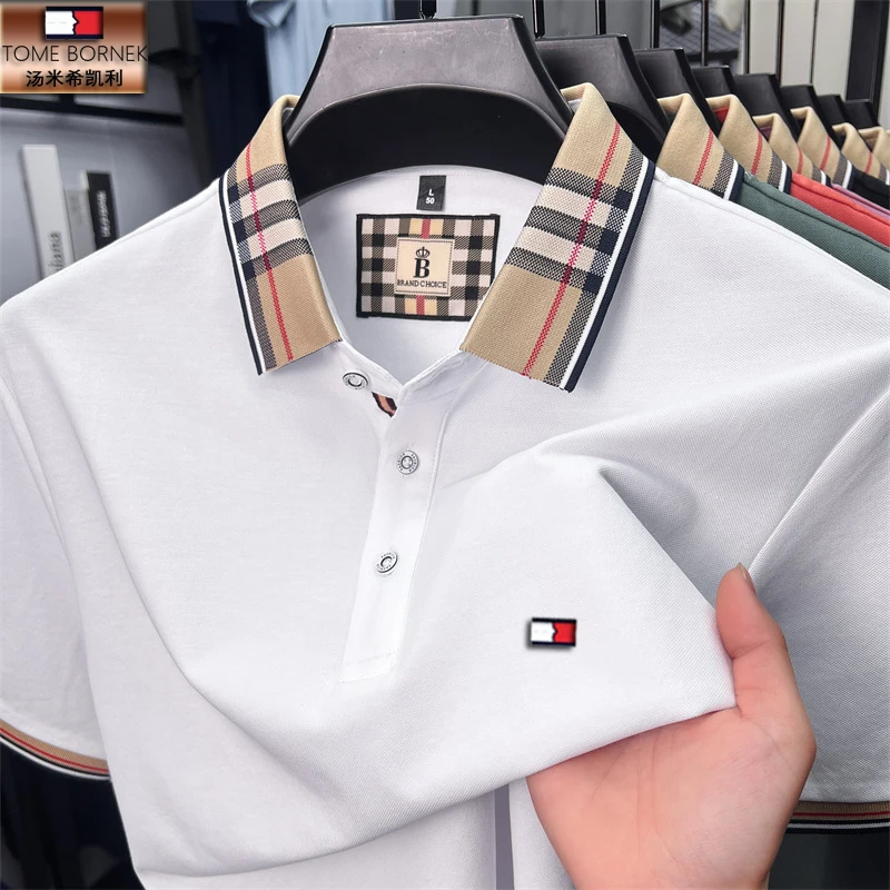汤米希凯利短袖T恤Polo衫男夏季翻领轻奢商务休闲薄款男士潮流款