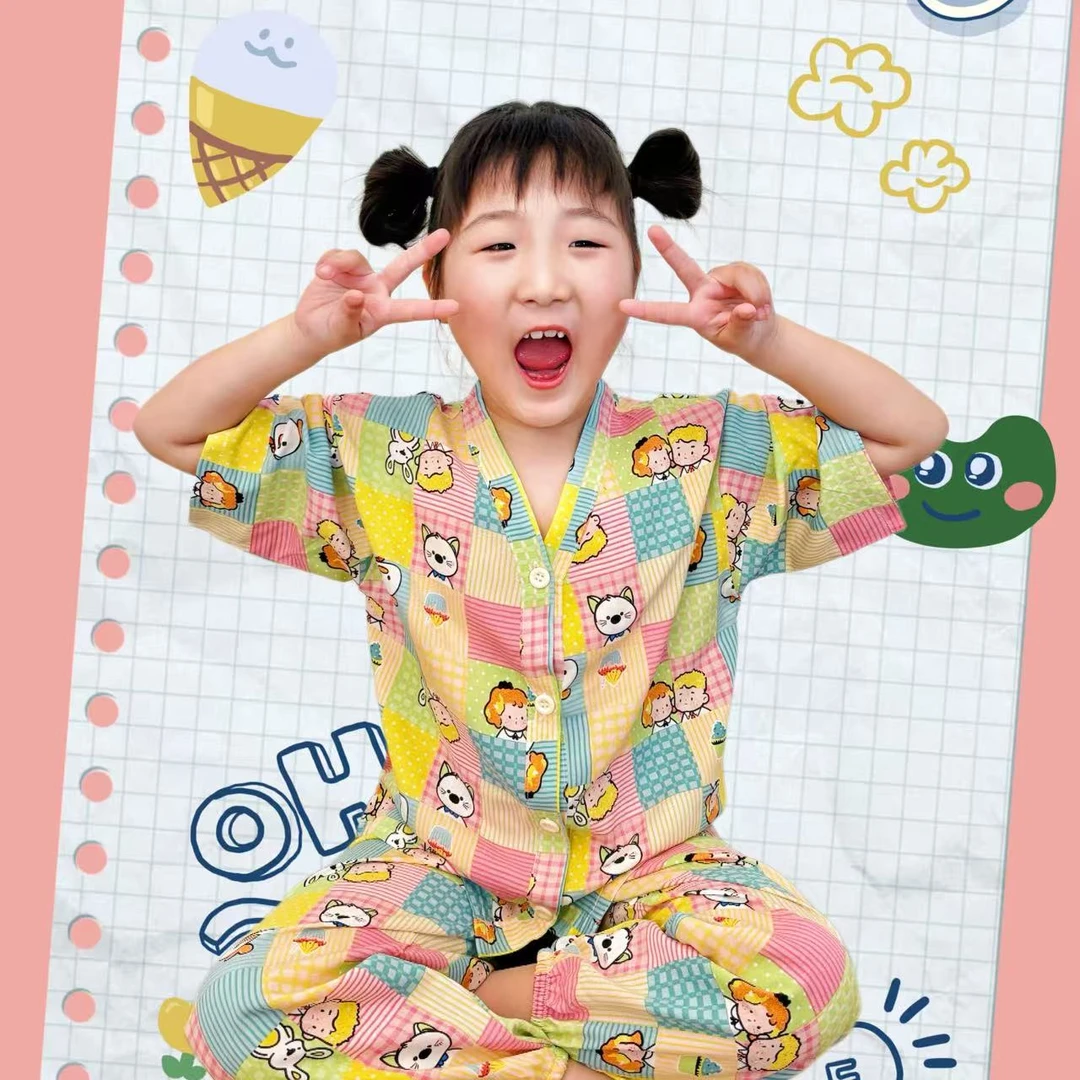 【亲子装】绵绸家居服睡衣夏季C