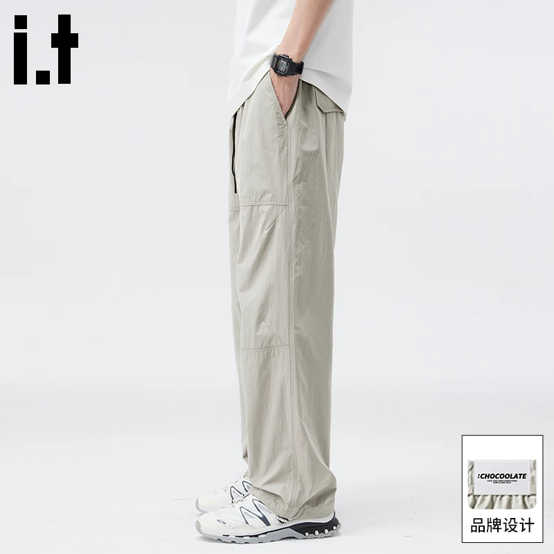 it :CHOCOOLATE冰丝休闲裤男2025秋季薄款速干冲锋裤直筒工装裤子