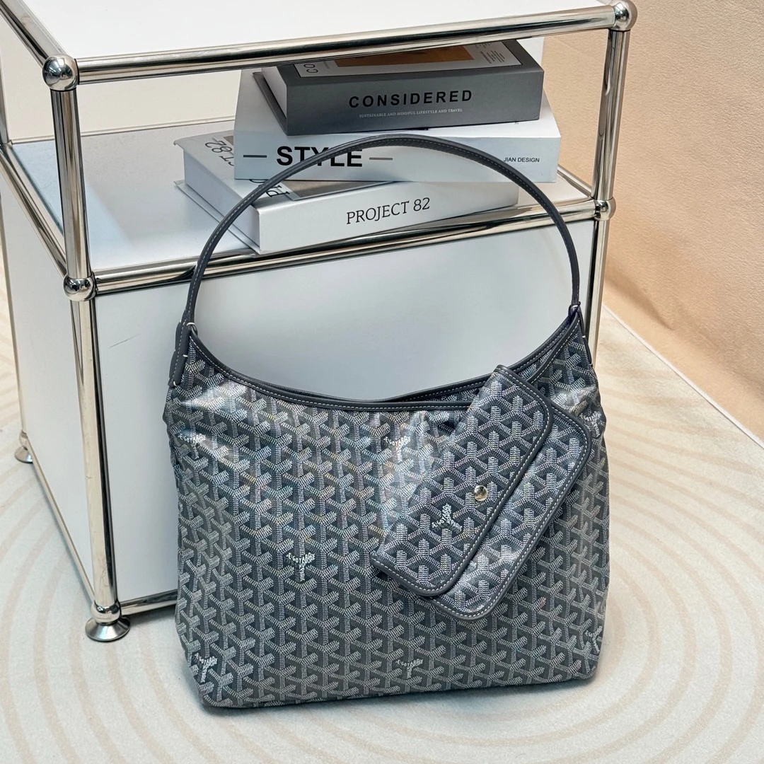95新 Goyard Goyard戈雅 灰老花 hobo单肩包/697326402