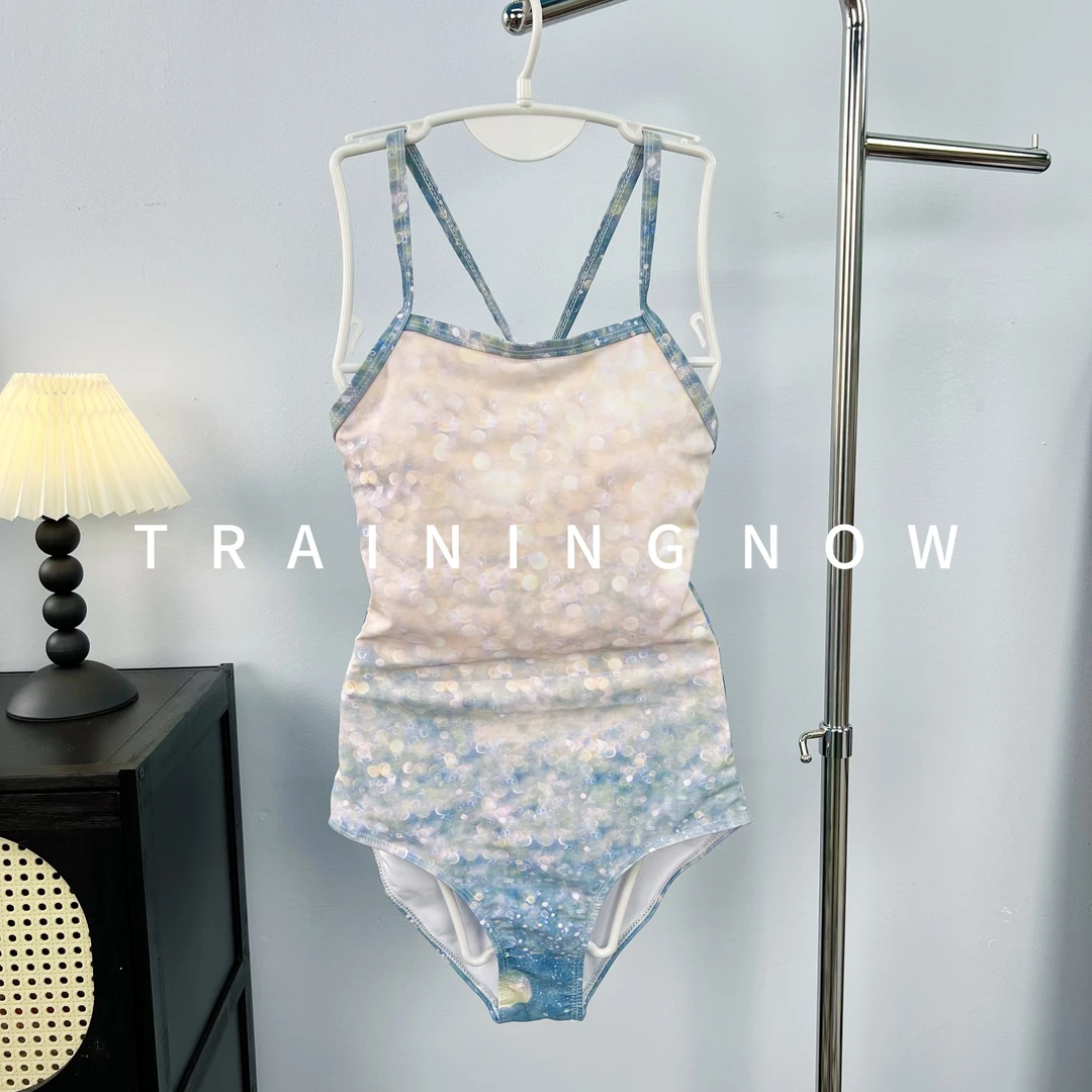 【光圈】竞速运动训练泳衣女游泳专用连体亮闪闪大包臀高级感泳衣