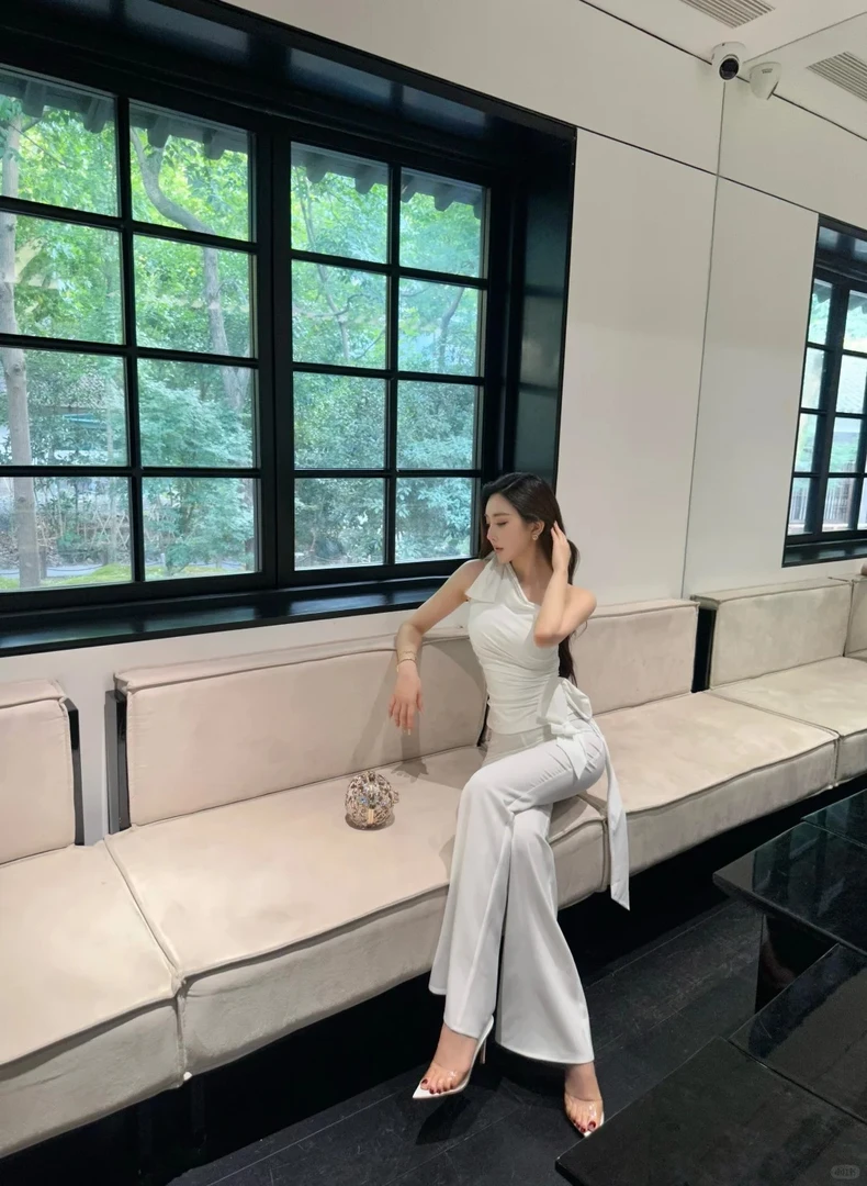 性感辣妹气质斜肩针织飘带背心上衣女夏季新款微喇休闲长裤子套装