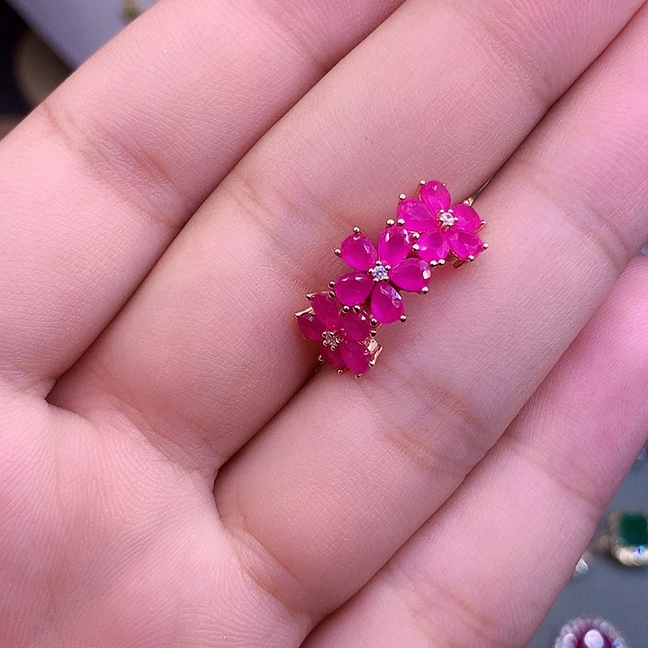 红宝石戒指银S925镶嵌