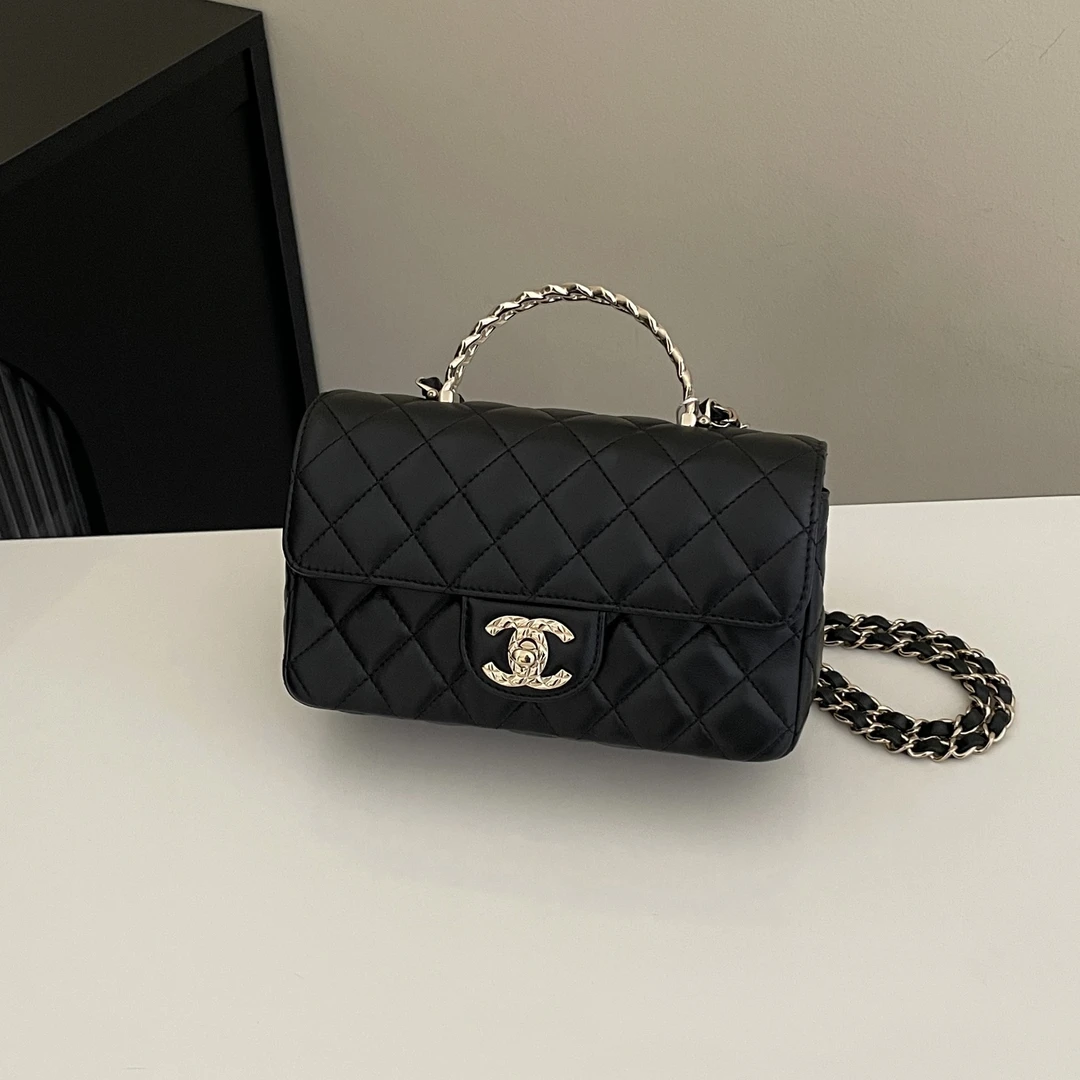 95新 Chanel/香奈儿 尾款 24A麦穗水钻手柄大mini单肩斜挎包 5980