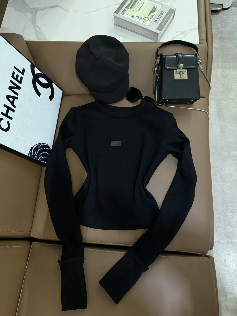 【琳琳定制】德绒长袖显瘦设计感百搭带垫肩T恤#001-1