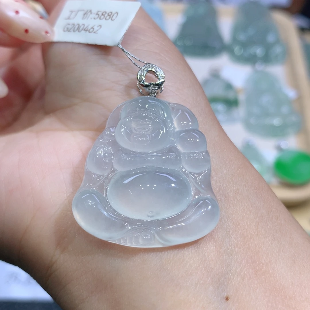 翡翠18K金镶嵌吊坠(不含链)布袋佛