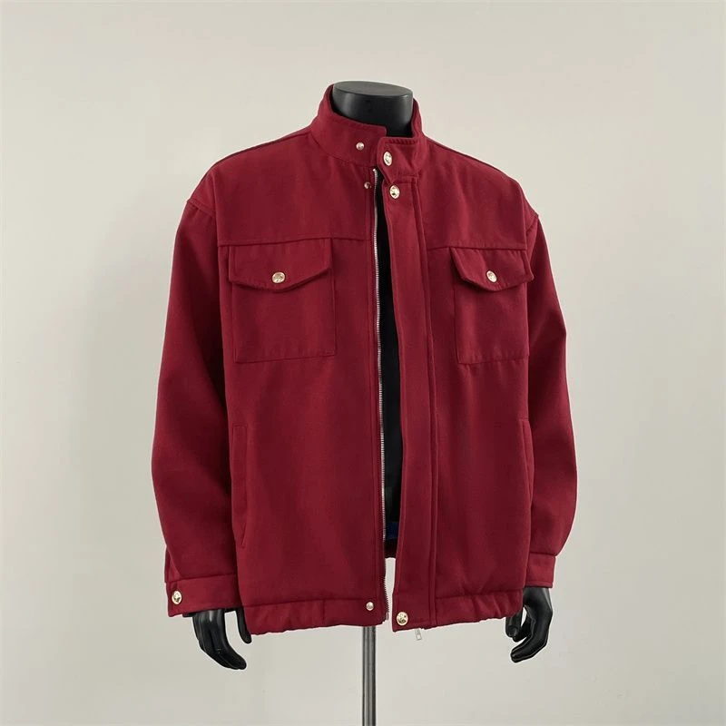 春季ins风美式潮牌男女同款工装外套男立领宽松oversize防风夹克