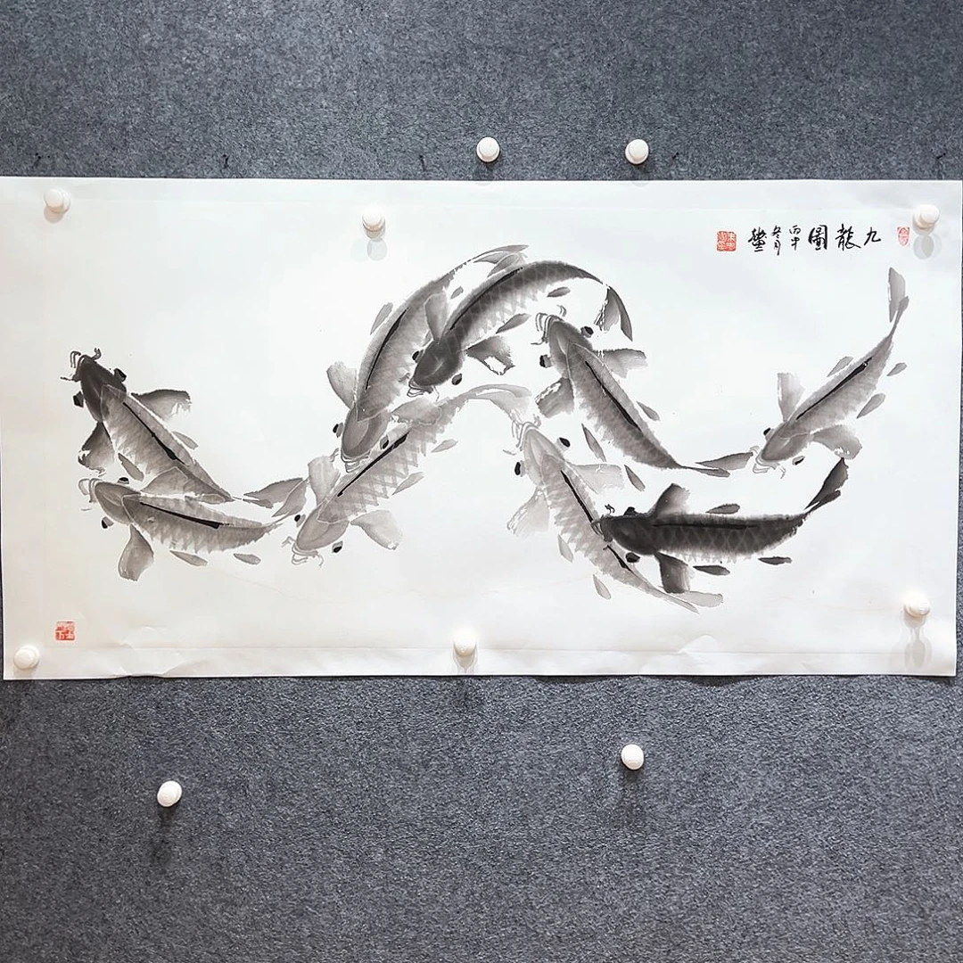 国画知鱼之乐纯手绘画