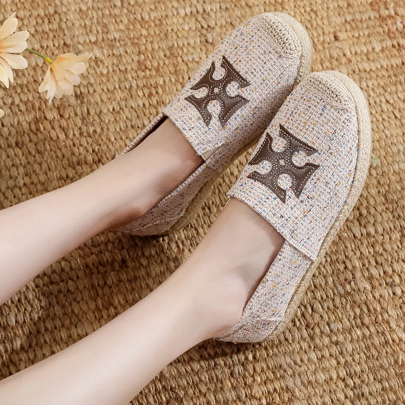 2025年春夏季新款一脚蹬懒人鞋女低帮透气欧美风渔夫鞋平底单鞋女