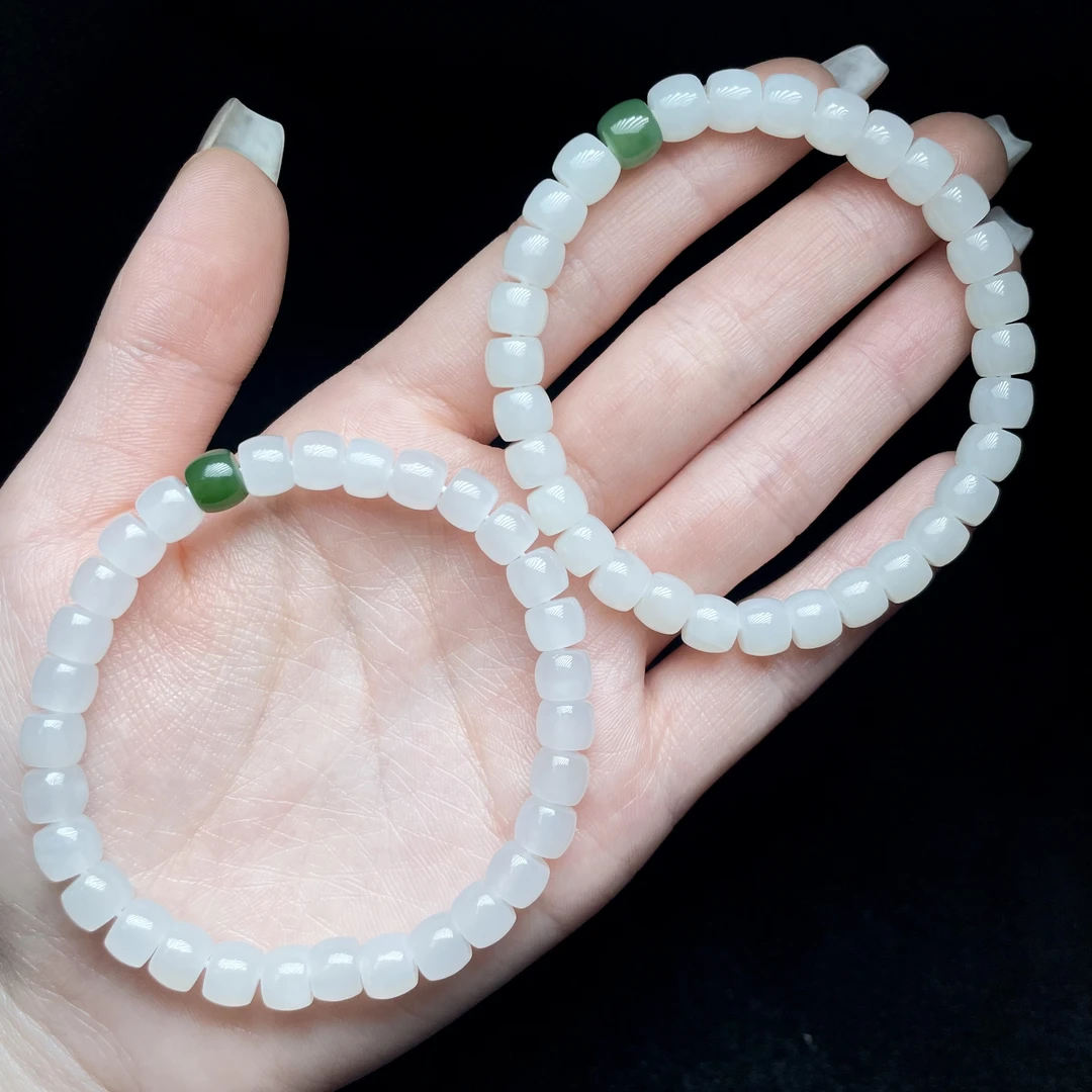 【小宝珠宝】21 S-92530-和田玉单圈手串—多样性发一件-约7*5.5mm