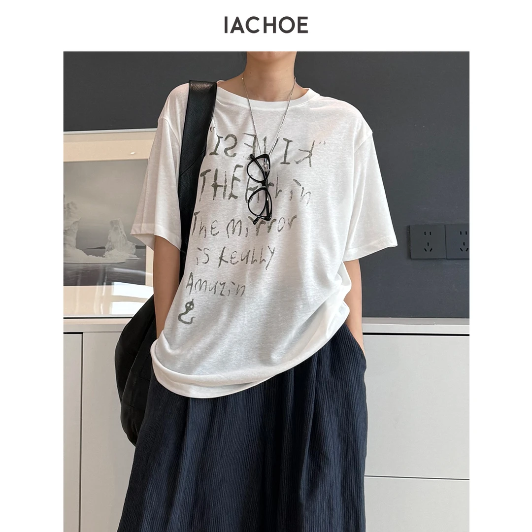 IACHOE随性字母印花T恤3631501023