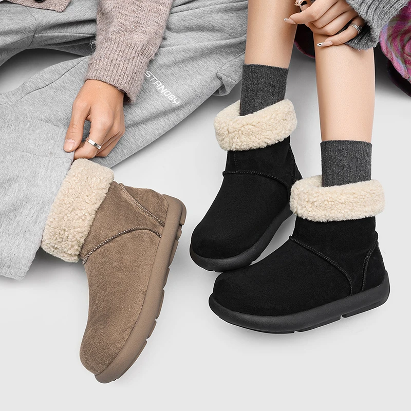 丑萌大头雪地靴女2025年冬季新款小土豆毛毛短靴厚底加绒加厚棉鞋