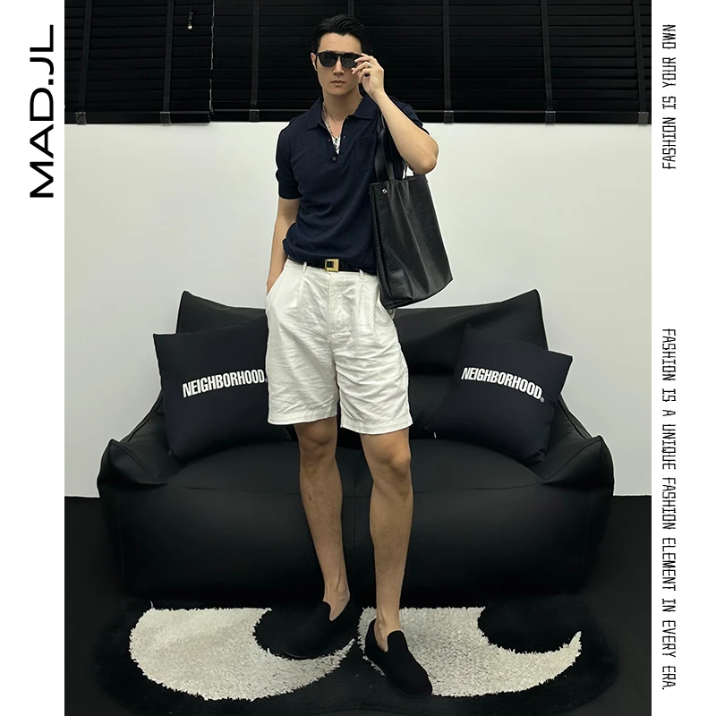 Mad夏季【NO退NO换清C】全棉超细纱线宽松休闲百搭polo衫短袖男