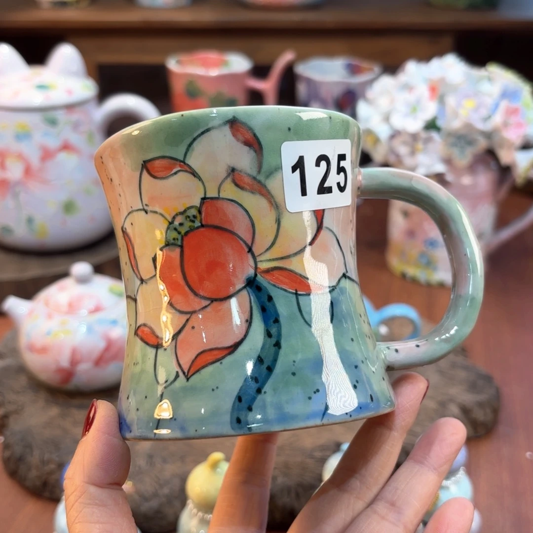 瓷片景德镇手绘高温釉下彩陶瓷茶具