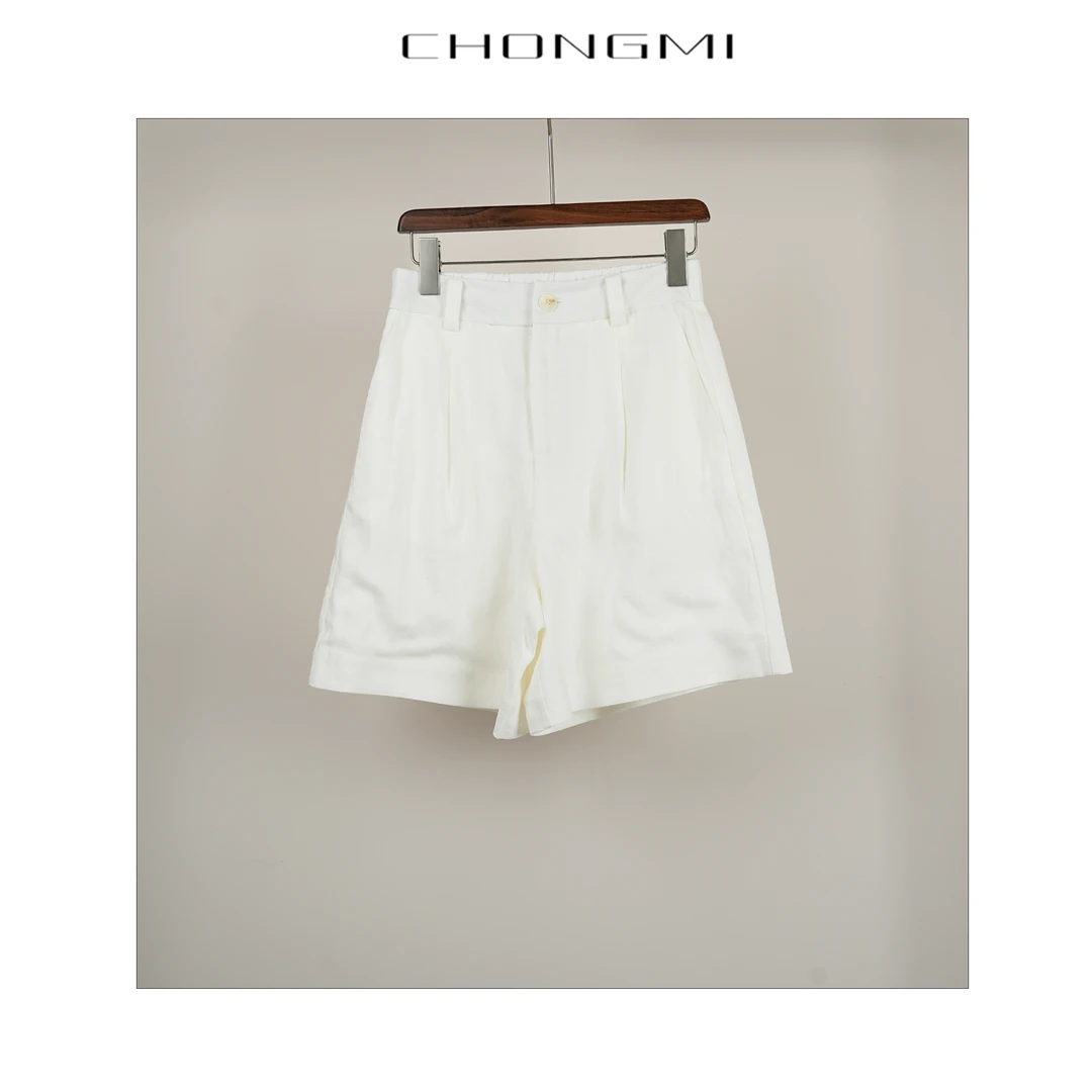 亚麻时尚直筒设计短裤女2025夏季新款休闲潮流百搭洋气显瘦裤子P