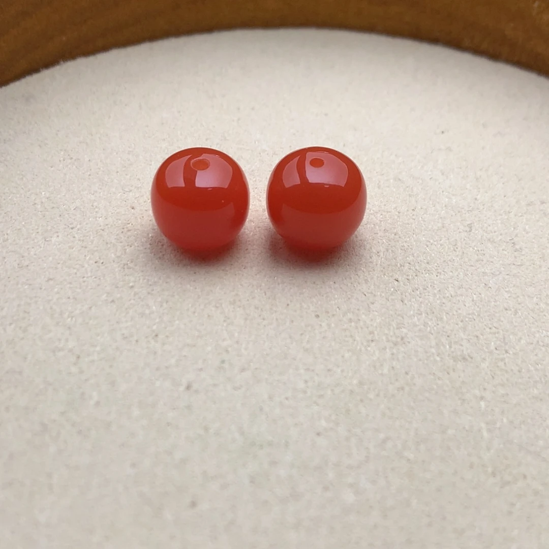 南红玛瑙未镶嵌保山天然原矿南红9mm+老型对珠