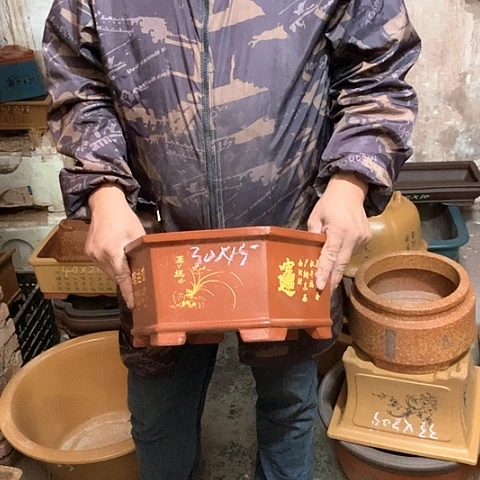 紫砂花盆手工定制