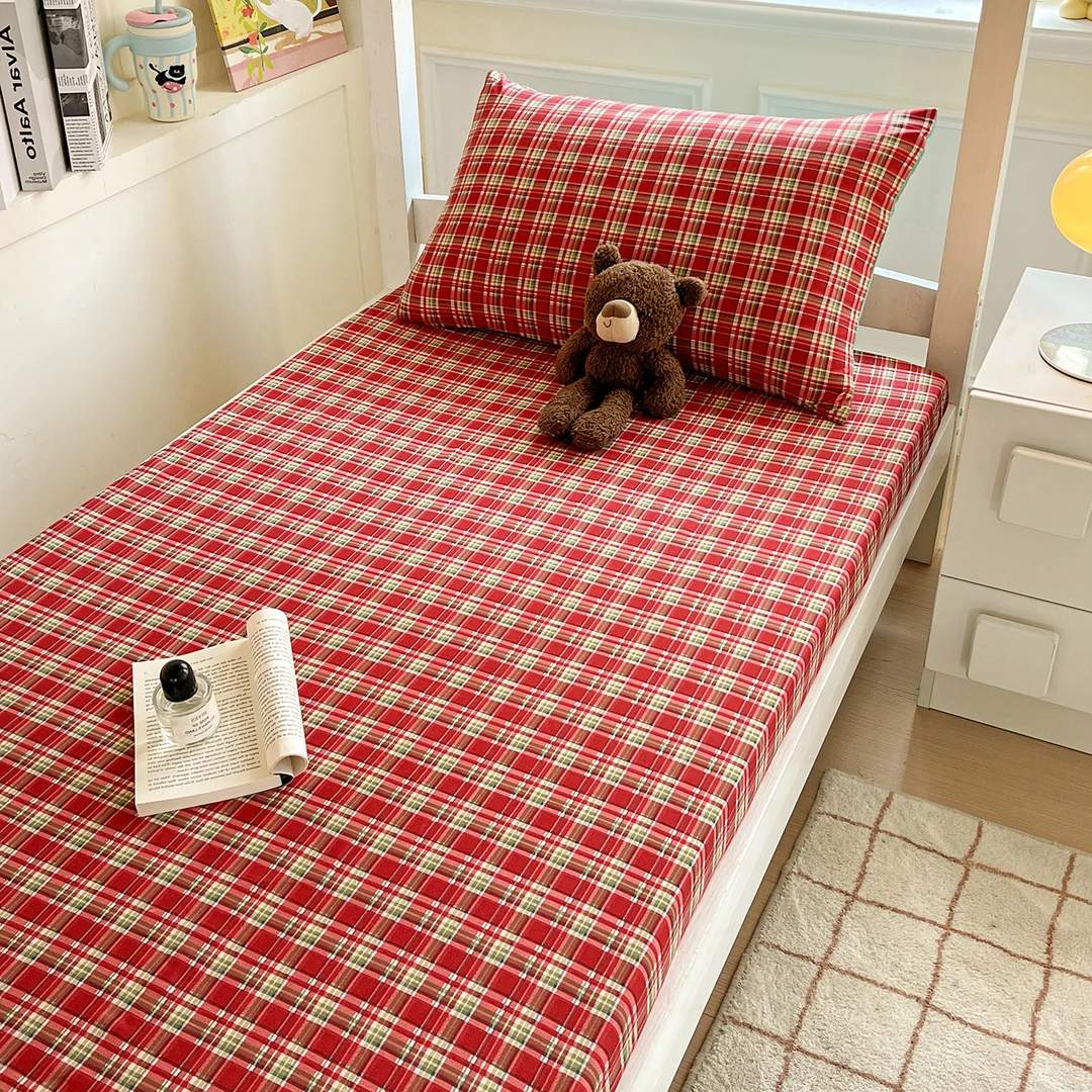 【床笠单人】新款A类软糯格子学生床笠宿舍简约防滑榻榻米防滑床笠