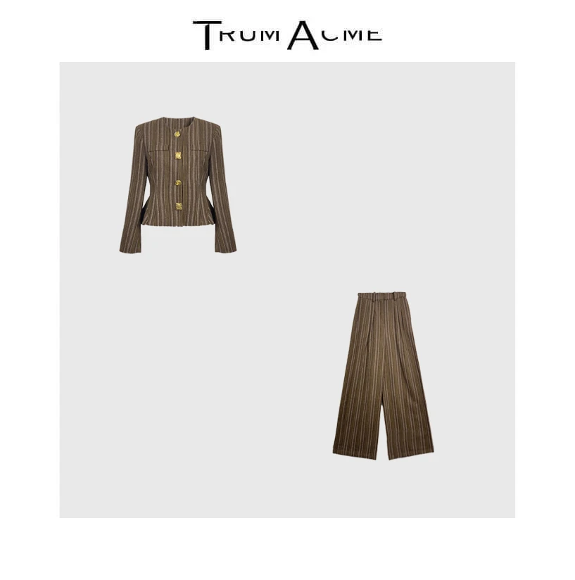 TrumAcme~2025秋季新款老钱风极简休闲时尚舒适套装外套+阔腿裤