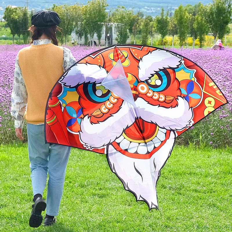 【微瑕扇形舞狮】新款潍坊醒狮大小风筝儿童微风易飞手持线轮盘成人
