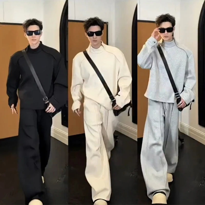 春季长袖卫衣卫裤男士两件套情侣款纯色简约百搭休闲运动套装