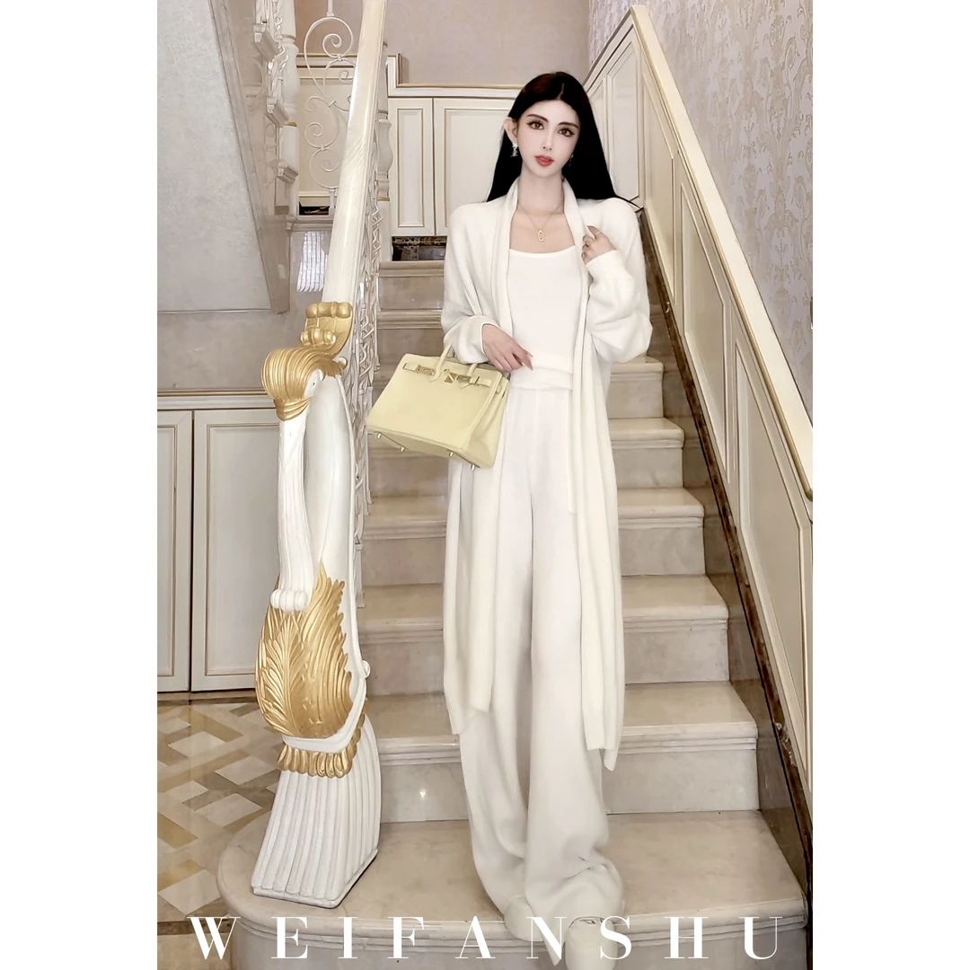 WEIFANSHU/魏凡舒【慵懒调性】秋冬新款轻奢气质慵懒针织休闲套装