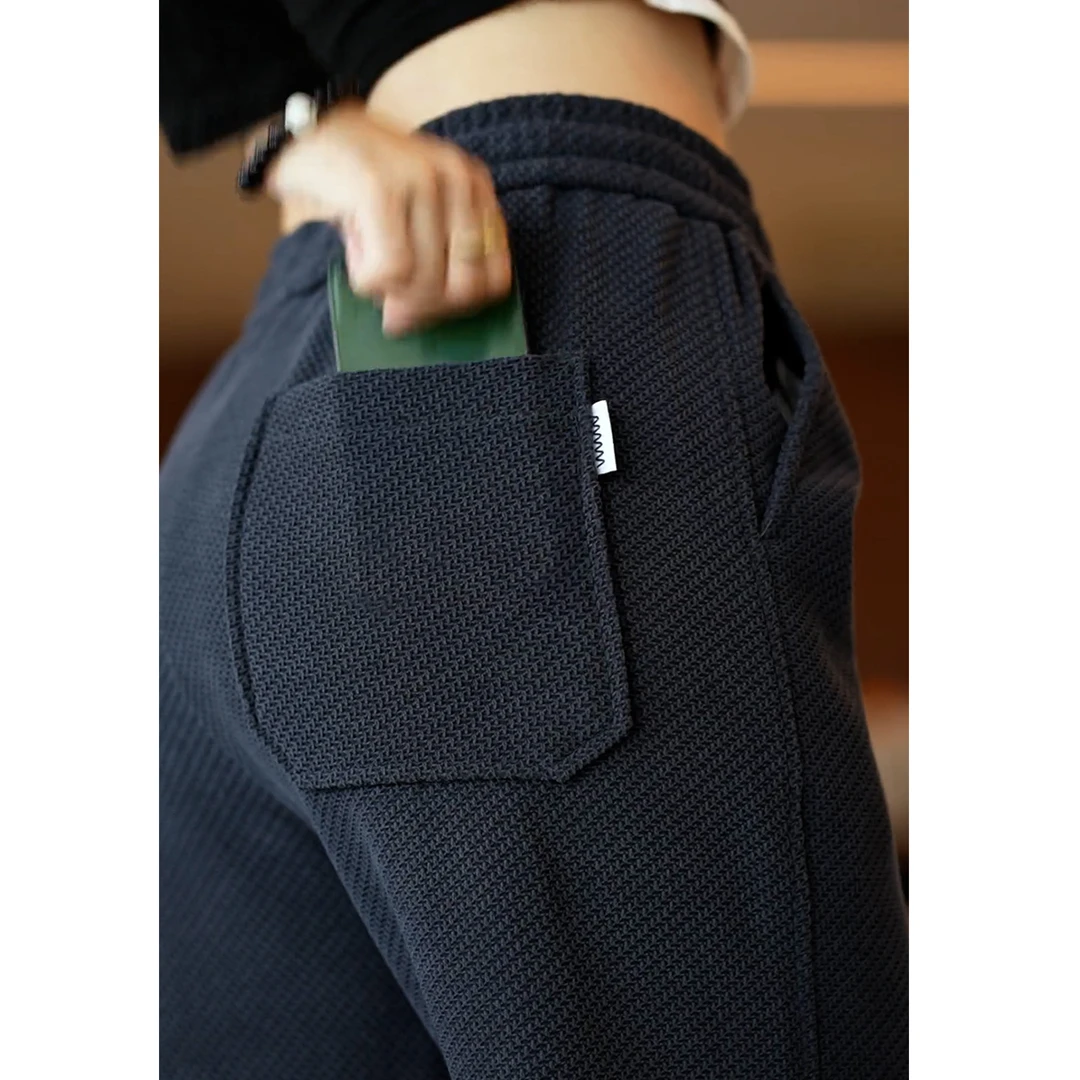 斜纹针织休闲裤男2025新款秋冬季宽松直筒卫裤加绒加厚保暖长裤子