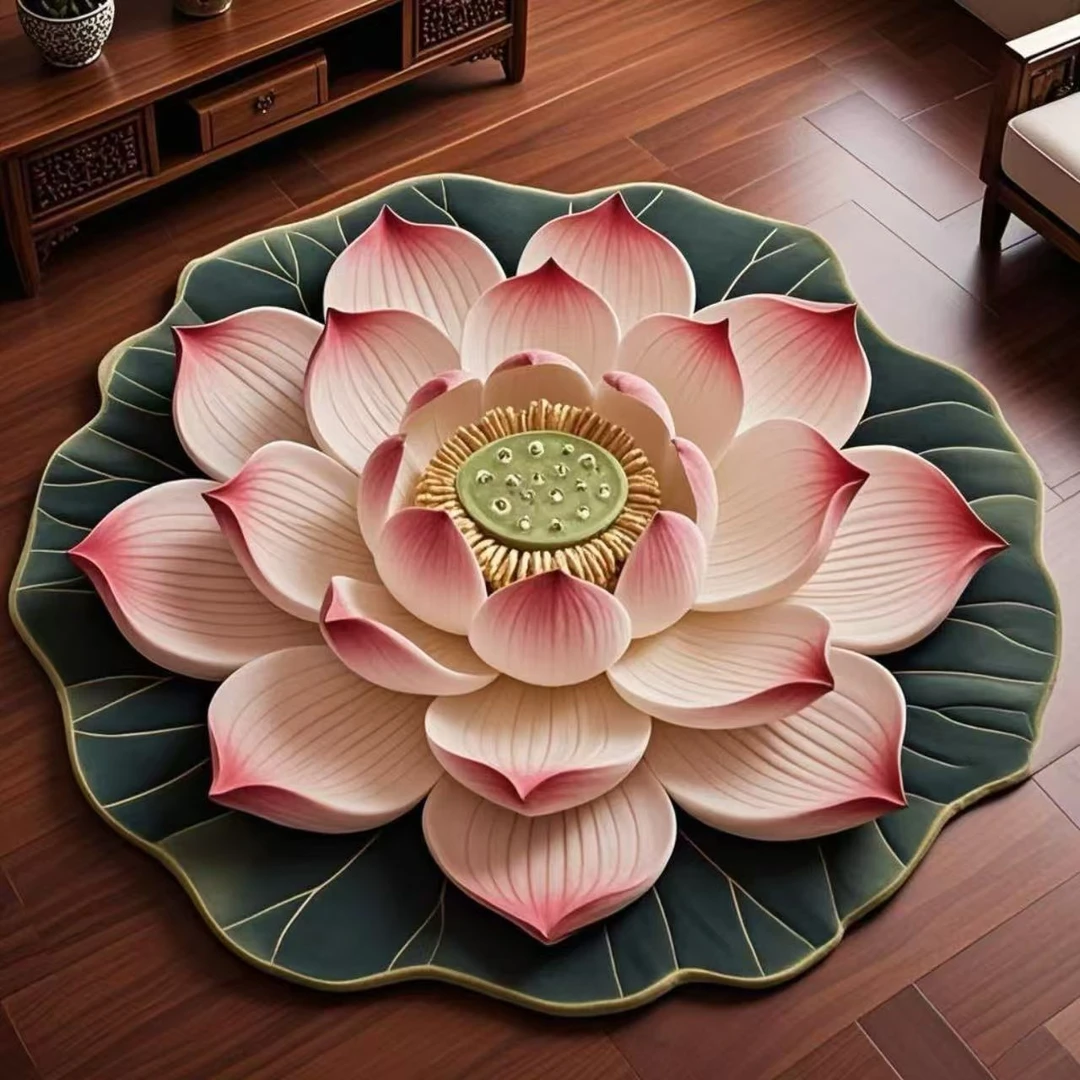 《加大尺寸》荷花地毯大门口卫生间门口厨房脚垫地毯硅藻泥地垫
