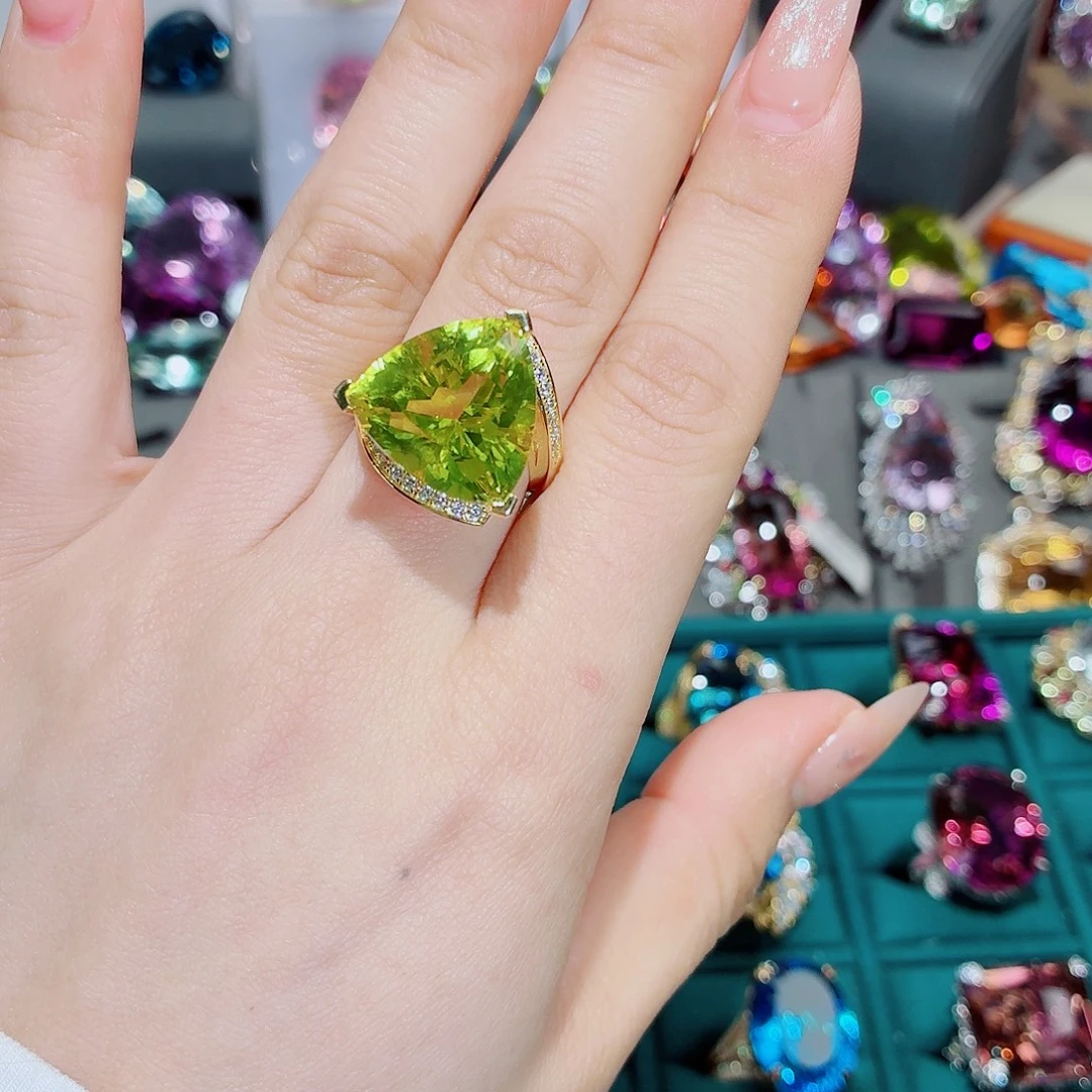 戒指银S925镶嵌水晶戒指