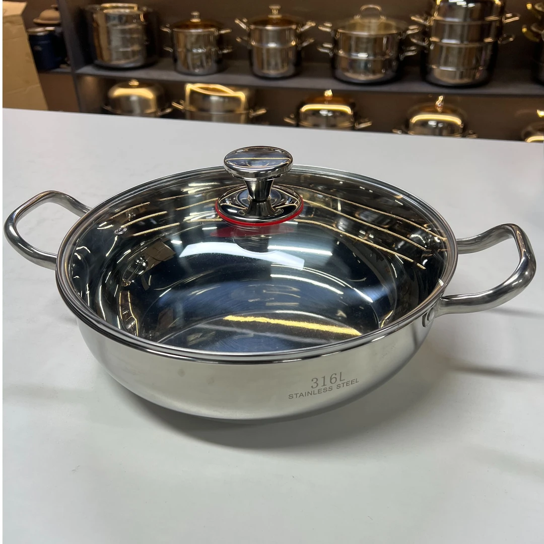 QSD-加厚不锈钢大火锅炖煮加深家用汤锅煲汤煮汤通用烹饪锅具炉灶