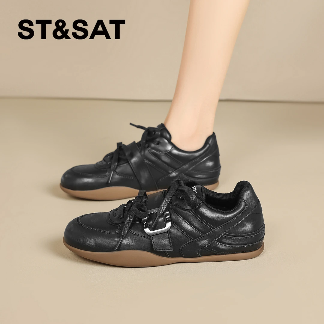 星期六黑色平底德训鞋女款2025爆款秋冬软底休闲女鞋不累脚运动鞋
