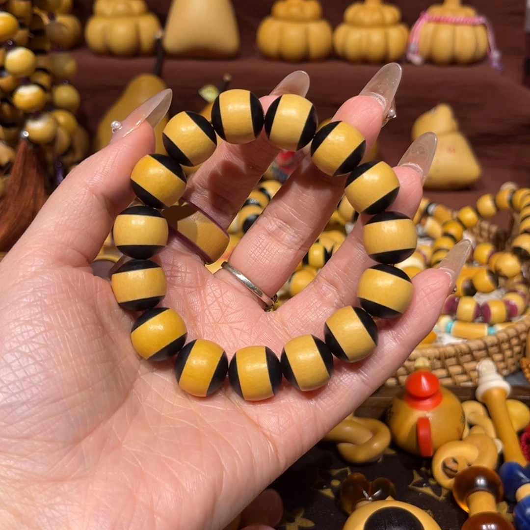 走**檬黑檀手工手串带铜管